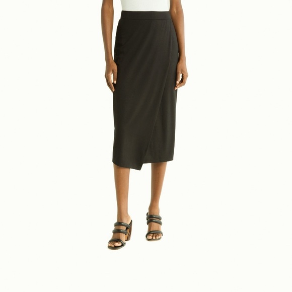 Vince Overlap Midi Skirt Dark Pine Size XS NWT - Picture 1 of 4